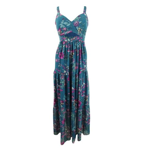 Rachel Rachel Roy Women's Printed Cutout Maxi Dress - Teal Combo - Picture 2 of 3